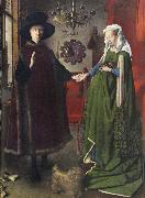 Jan Van Eyck The Italian kopmannen Arnolfini and his youngest wife some nygifta in home in Brugge USA oil painting reproduction